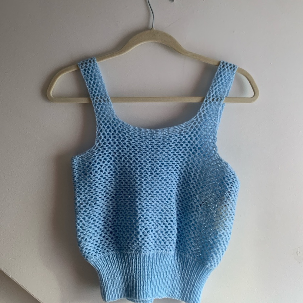 Blue Knit Women's Tank Top
